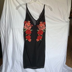 Mesh Black Dress with Flower Embriodery 🌺